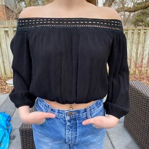 Black Flowy Off The Shoulder Top